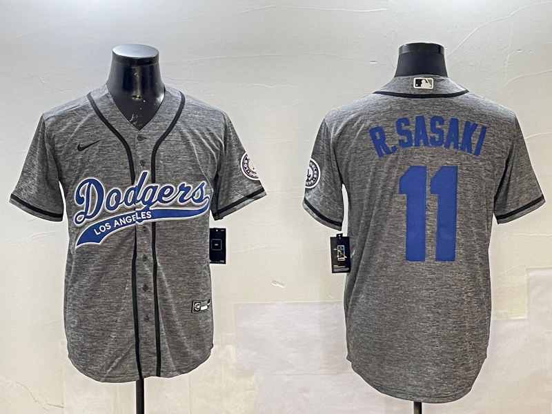 Men's Los Angeles Dodgers Roki Sasaki #11 Gray Jersey